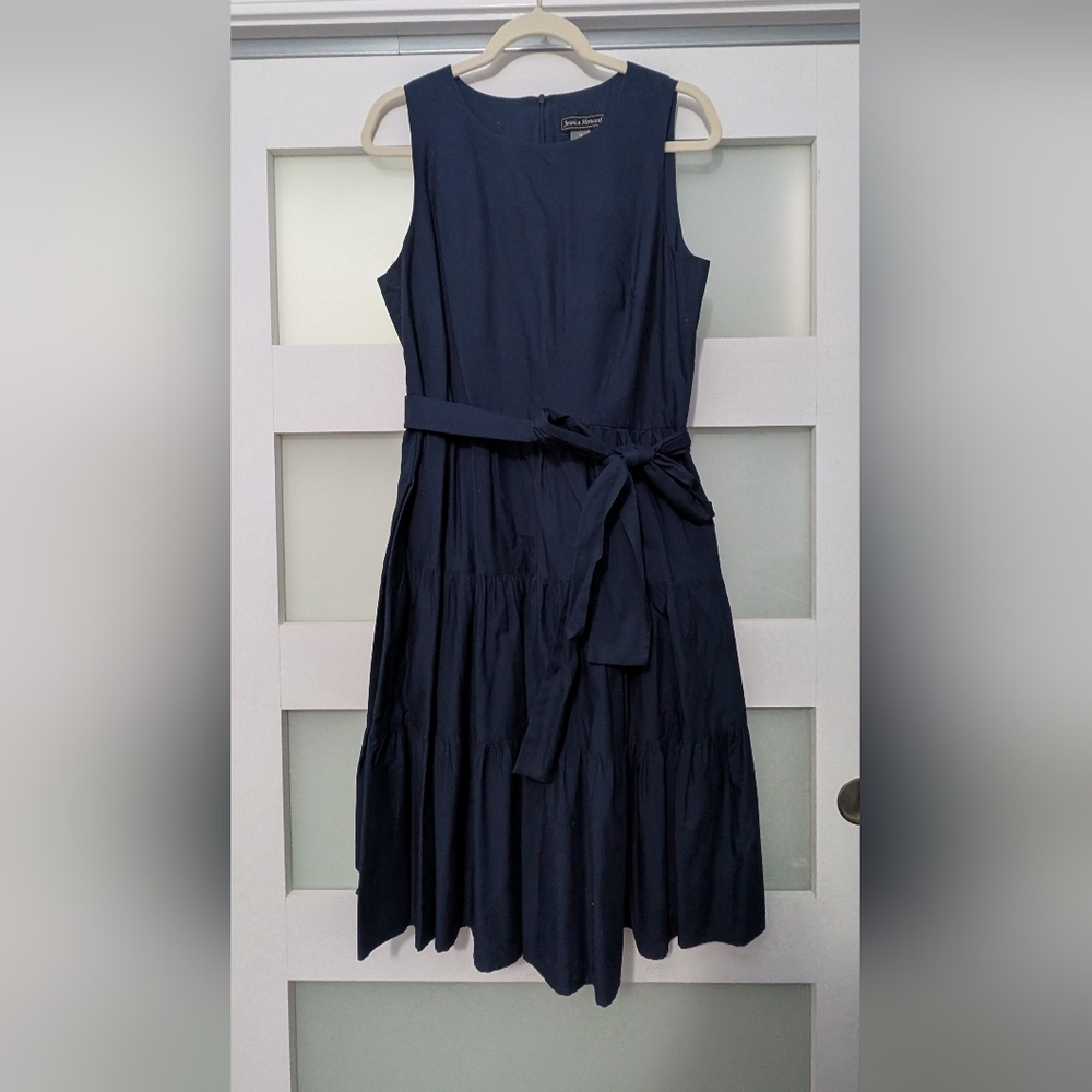 Jessica Howard Blue Tie Front Pleated Sundress